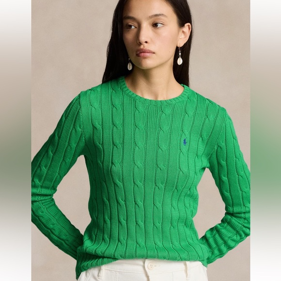 Ralph Lauren Green Cable Knit Sweater - Picture 2 of 6